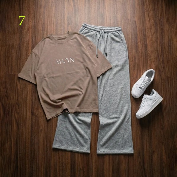 شلوار بگ طوسی و تیشرت MooN زنانه 45098