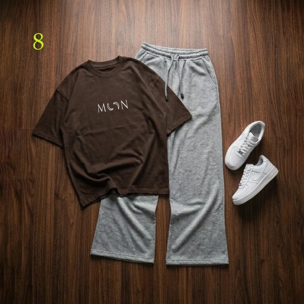 شلوار بگ طوسی و تیشرت MooN زنانه 45098