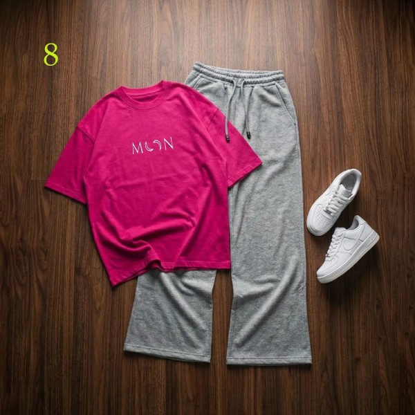 شلوار بگ طوسی و تیشرت MooN زنانه 45098