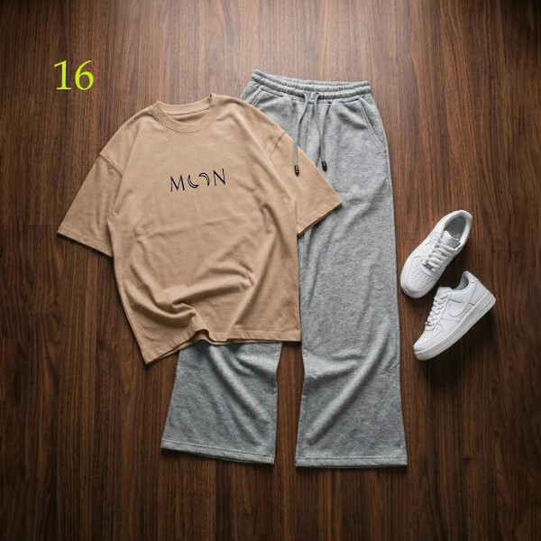 شلوار بگ طوسی و تیشرت MooN زنانه 45098