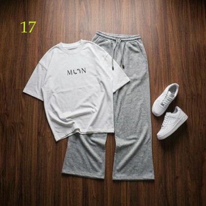 شلوار بگ طوسی و تیشرت MooN زنانه 45098