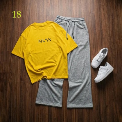 شلوار بگ طوسی و تیشرت MooN زنانه 45098
