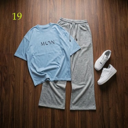 شلوار بگ طوسی و تیشرت MooN زنانه 45098