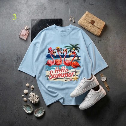 تیشرت باکسی فلامینگو زنانه 34377