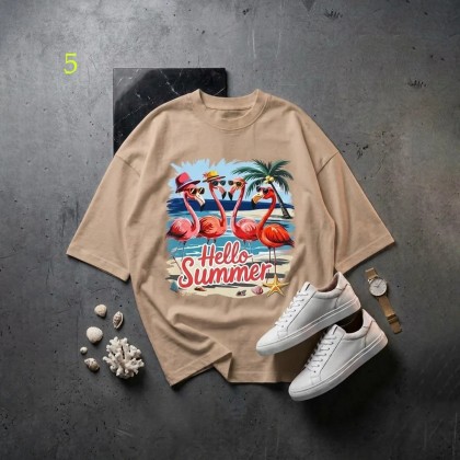 تیشرت باکسی فلامینگو زنانه 34377