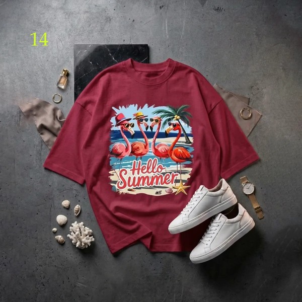 تیشرت باکسی فلامینگو زنانه 34377