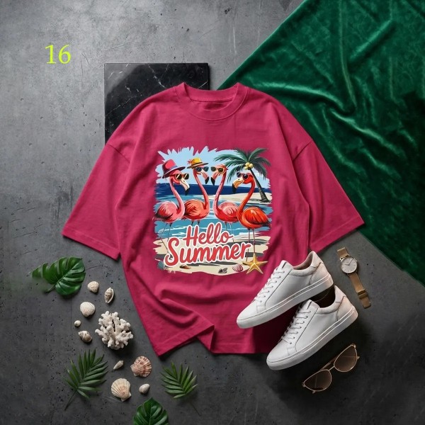 تیشرت باکسی فلامینگو زنانه 34377