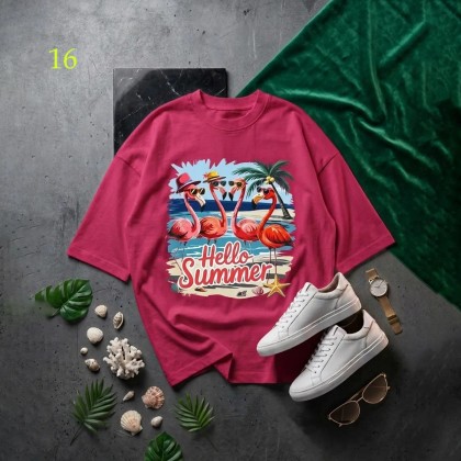 تیشرت باکسی فلامینگو زنانه 34377