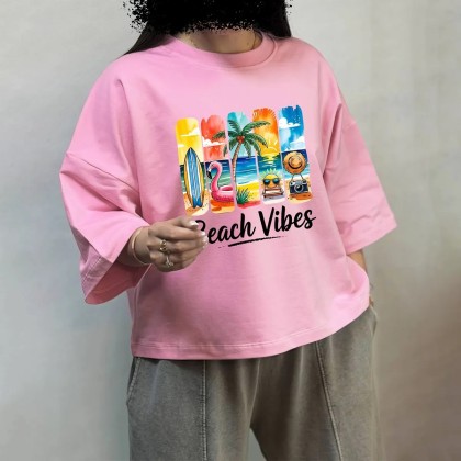 تیشرت باکسی beach vibes زنانه 66709