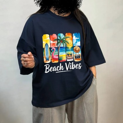 تیشرت باکسی beach vibes زنانه 66709