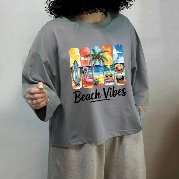 تیشرت باکسی beach vibes زنانه 66709