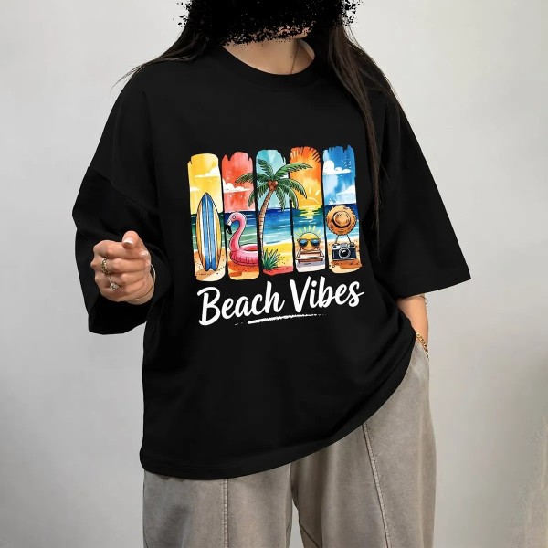 تیشرت باکسی beach vibes زنانه 66709