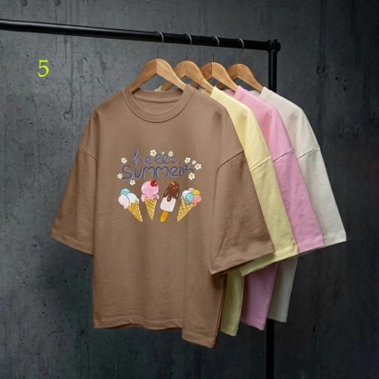 تیشرت باکسی طرح بستنی زنانه 39142