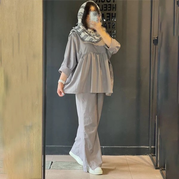 بلوز و شلوار بگ زنانه جلو چین دار 40005
