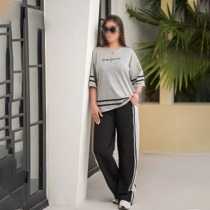 ست تیشرت شلوار زنانه طرح نوشته مدل کاتالون