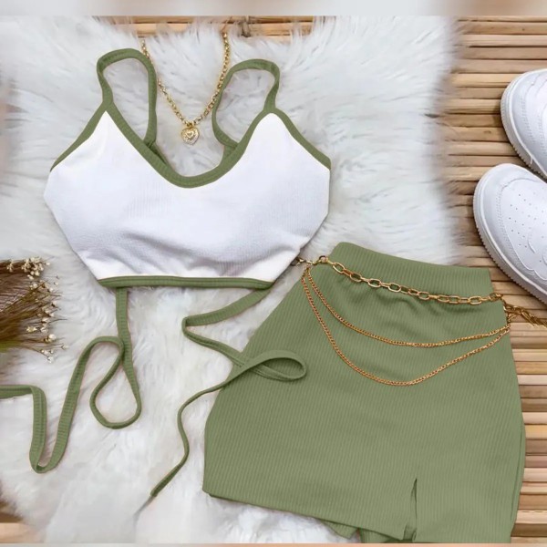 ست کراپ دامن بندی زنانه مدل والنتینو