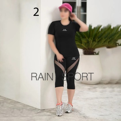 ست تیشرت شلوارک ورزشی زنانه سایز بزرگ مدل یاشیل ( راین اسپرت )