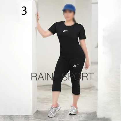 ست تیشرت شلوارک ورزشی زنانه سایز بزرگ مدل یاشیل ( راین اسپرت )