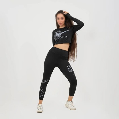 ست کراپ و شلوار استین فینگر زنانه مدل باروک