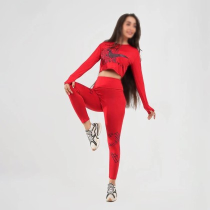 ست کراپ و شلوار استین فینگر زنانه مدل باروک
