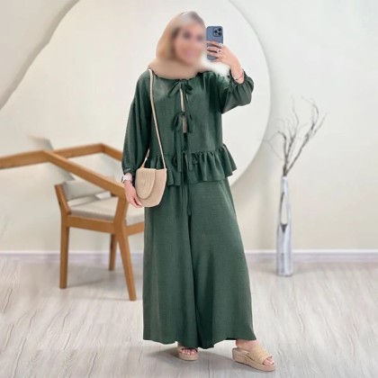 ست شومیز شلوار گره ای زنانه مدل آس مود