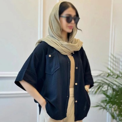 شومیز دبل فیس دو جیب زنانه مدل نلین