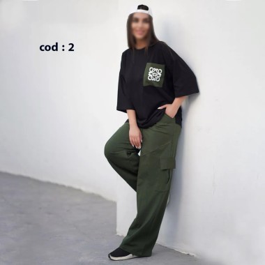 تیشرت شلوار کارگو زنانه مدل مرسنا ( دنیلو ) 2