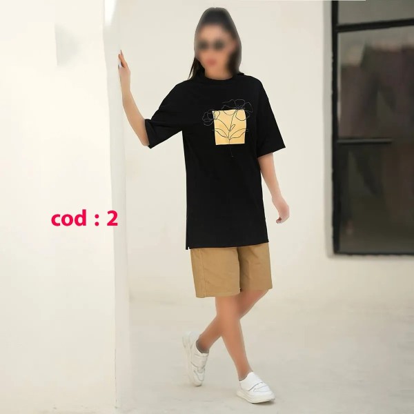 تیشرت لانگ وشلوارک زنانه ( باروک ) 2416