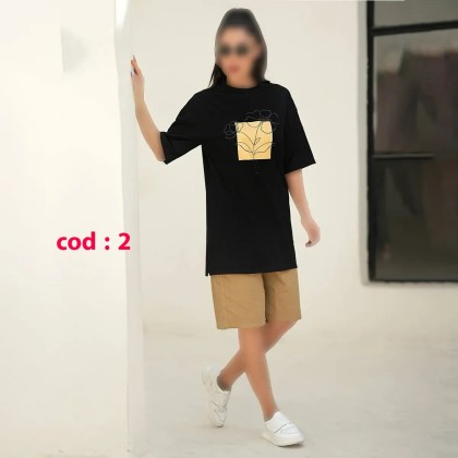 تیشرت لانگ وشلوارک زنانه ( باروک ) 2416