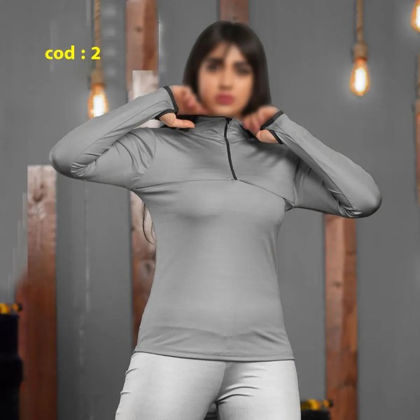 بلوز تک فینگردار ورزشی زنانه مدل فیت مود