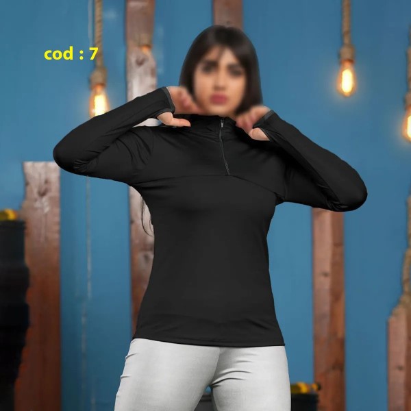 بلوز تک فینگردار ورزشی زنانه مدل فیت مود