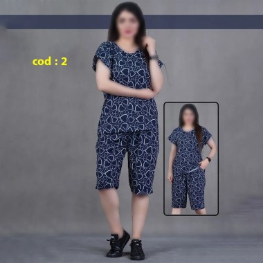 تیشرت و شلوارک نخی زنانه مدل آلما ( پاپیون ) 2