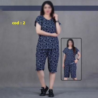 تیشرت و شلوارک نخی زنانه مدل آلما ( پاپیون )