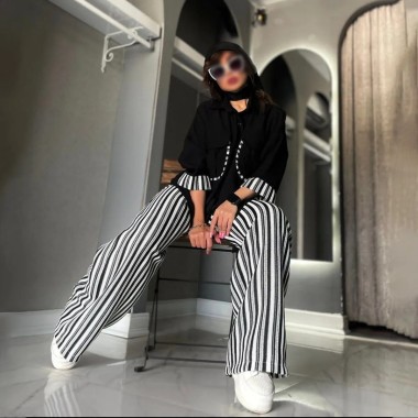 ست شومیز شلوار بگ زنانه مدل آسنات ( نلین )