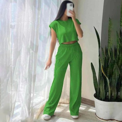 ست کراپ شلوار کیمونو زنانه مدل ولنتیو