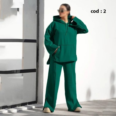 ست هودی شلوار چاکدار زنانه مدل راشل ( کاتالون ) 2