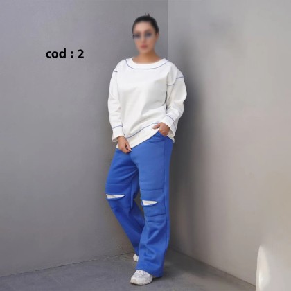 ست دورس شلوار داس دوزی زنانه مدل هاکان