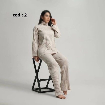ست بلوز شلوار یقه گردآستین رگلان بغل چاک دار راحتی زنانه مدل کاملیا ( یشیم )
