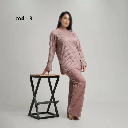ست بلوز شلوار یقه گردآستین رگلان بغل چاک دار راحتی زنانه مدل کاملیا ( یشیم )