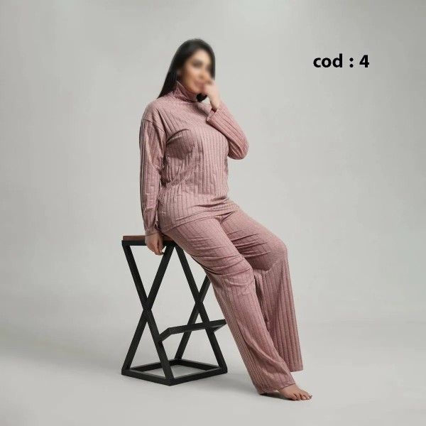 ست بلوز شلوار یقه گردآستین رگلان بغل چاک دار راحتی زنانه مدل کاملیا ( یشیم )