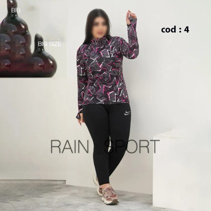 ست بلوز شلوار نیم زیپ ورزشی زنانه بیگ سایز مدل آریانا ( راین اسپرت )