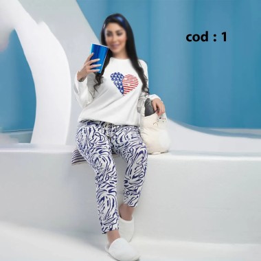 ست تیشرت شلوار پاییزه زنانه بیگ سایز مدل کازیوه