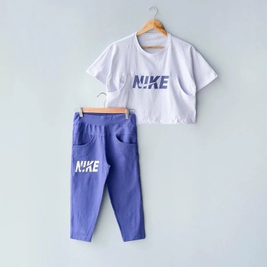 کراپ و شلوارک جیبدار زنانه طرح NIKE مدل Am