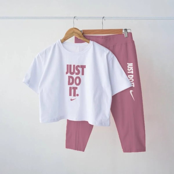 کراپ و شلوارک زنانه طرح JUST DO IT مدل Am