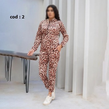 ست سویشرت شلوار مخمل کش کره ای زنانه مدل اسپرت لند 2