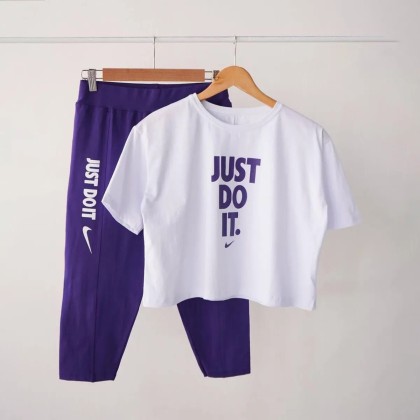 کراپ و شلوارک زنانه طرح JUST DO IT مدل Am
