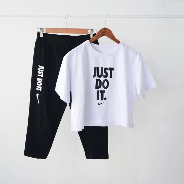 کراپ و شلوارک زنانه طرح JUST DO IT مدل Am