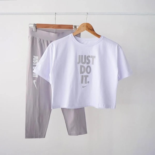 کراپ و شلوارک زنانه طرح JUST DO IT مدل Am