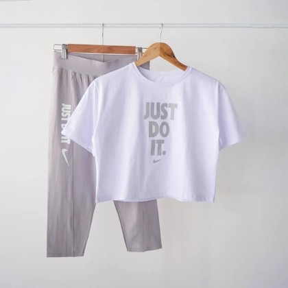 کراپ و شلوارک زنانه طرح JUST DO IT مدل Am