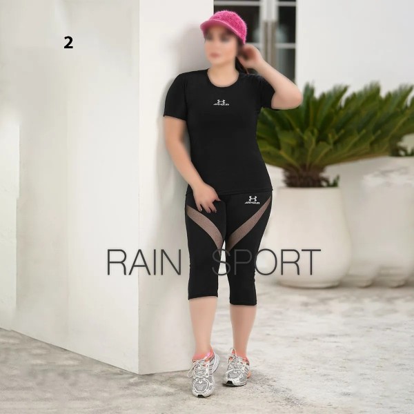 ست تیشرت شلوارک ورزشی سایز بزرگ زنانه مدل آنیس ( راین اسپورت )
